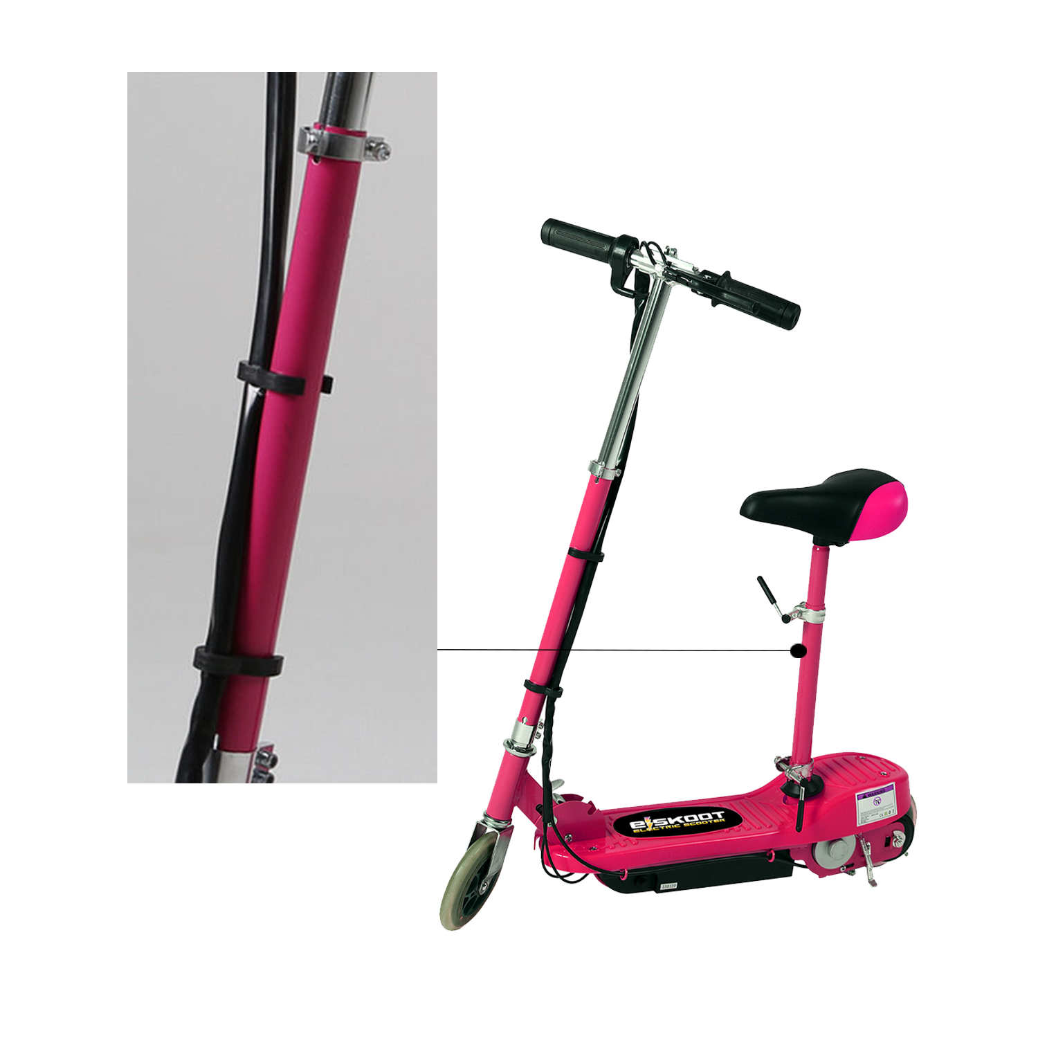 pink electric scooter with seat